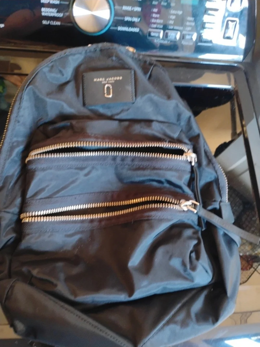 Marc Jacobs Black Nylon Backpack with Silver Hardware